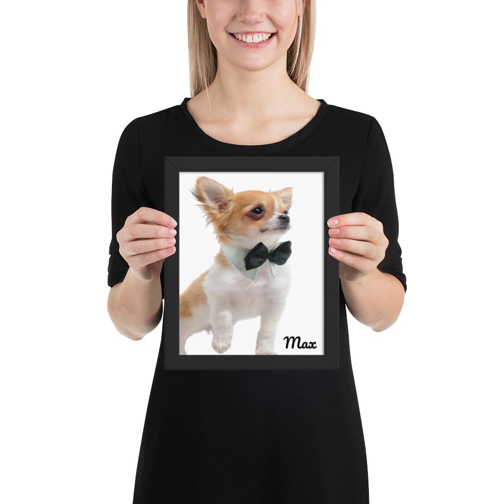 Custom Photo Max- Dog Framed poster GreatmyPet Black 8×10