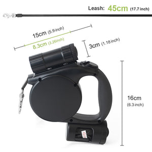 Dog leash with LED Flashlight + Bag Dispenser Dog Accessories GreatmyPet 