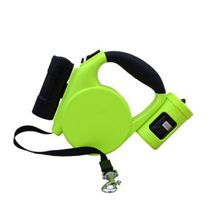 Dog leash with LED Flashlight + Bag Dispenser Dog Accessories GreatmyPet green 
