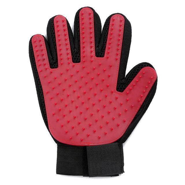 Pet Grooming Glove. Gentle, Efficient and Enhanced. GreatmyPet Red-Left Hand 