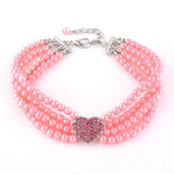 Choker Style Rhinestone Pearl Collar For Pet Pet Necklace GreatmyPet Pearl Pink L 30CM Outside US
