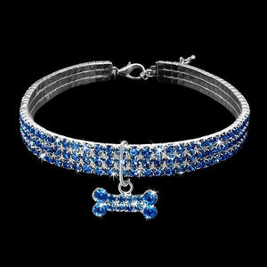 Pet Crystal Collar. One Of A Kind Collars GreatmyPet Blue Bone M 25CM China