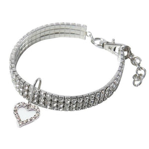Cat Crystal Heart Collar With Diamante Rhinestone GreatmyPet Heart White S (20cm) 