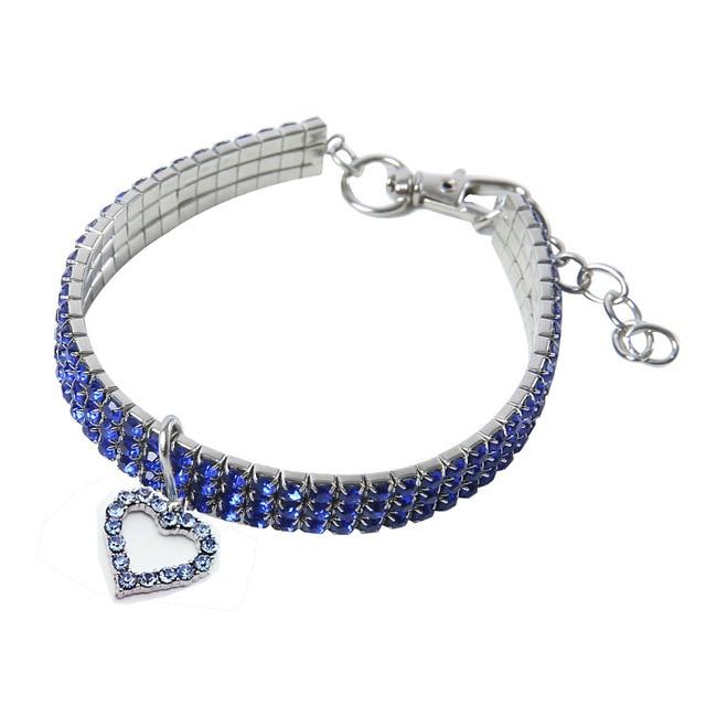 Cat Crystal Heart Collar With Diamante Rhinestone GreatmyPet Heart Blue S (20cm) 