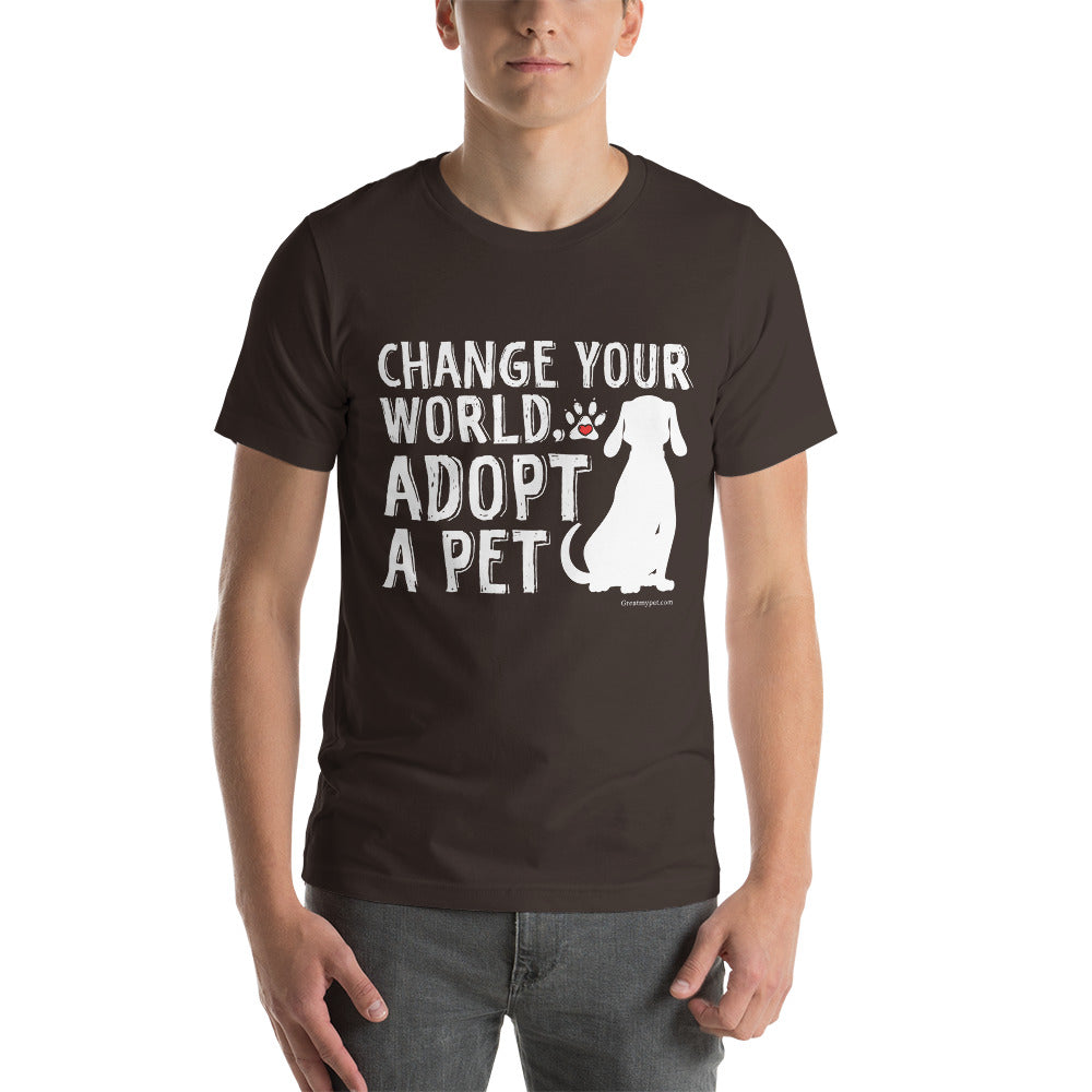 Change Your World T Shirt GreatmyPet Brown S 