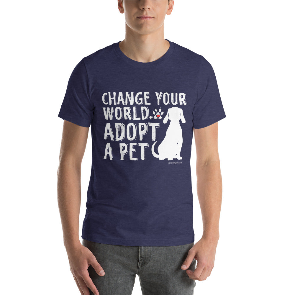 Change Your World T Shirt GreatmyPet Heather Midnight Navy XS 